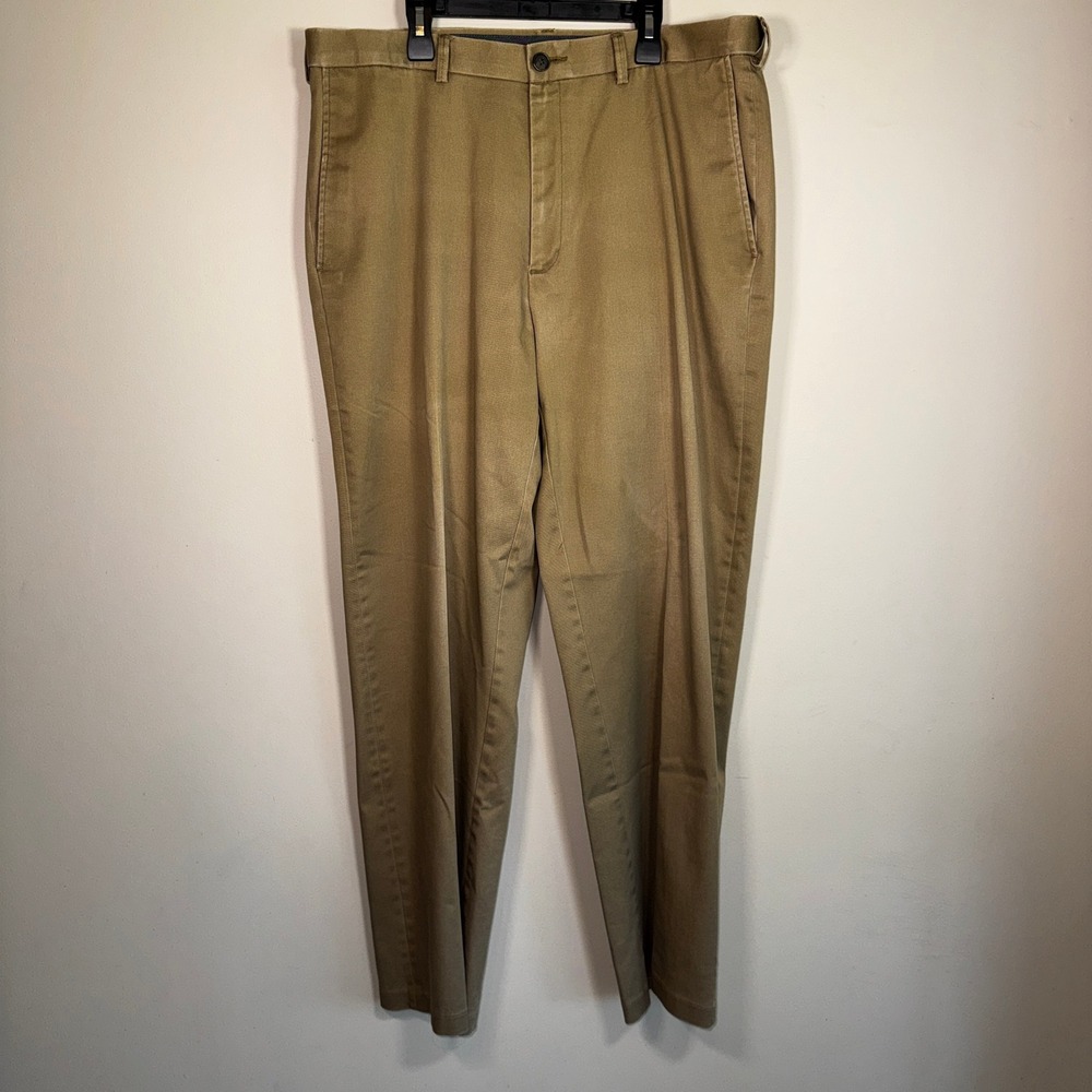 Haggar Mens Premium No Iron Khaki Classic Fit Pants Tan 36x32 CT112WH-CP